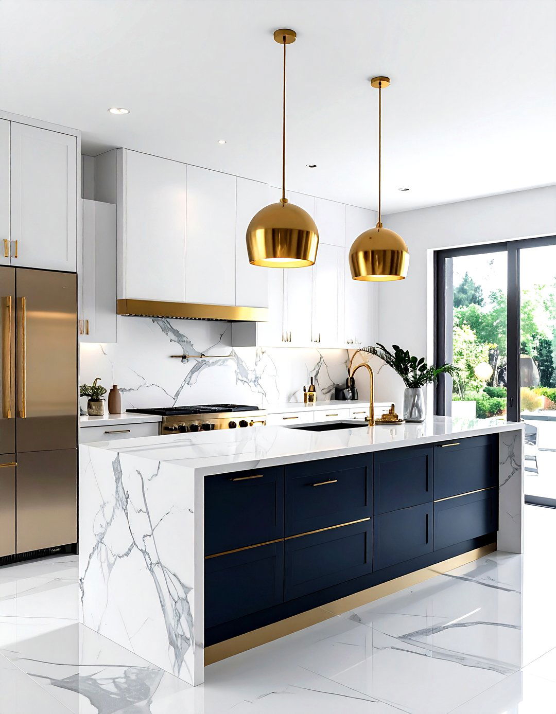 Modern brass pendant - 30 kitchen island pendant ideas