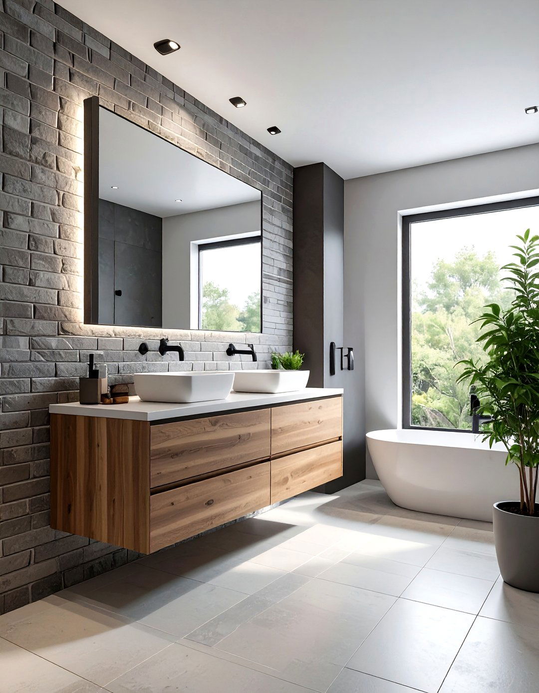 Modern brick bathroom wall - 30 brick accent ideas