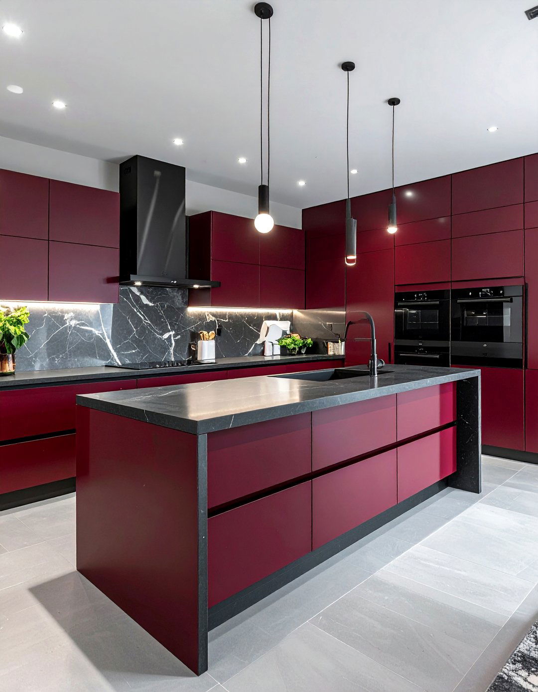 Modern burgundy kitchen - 30 burgundy kitchen ideas