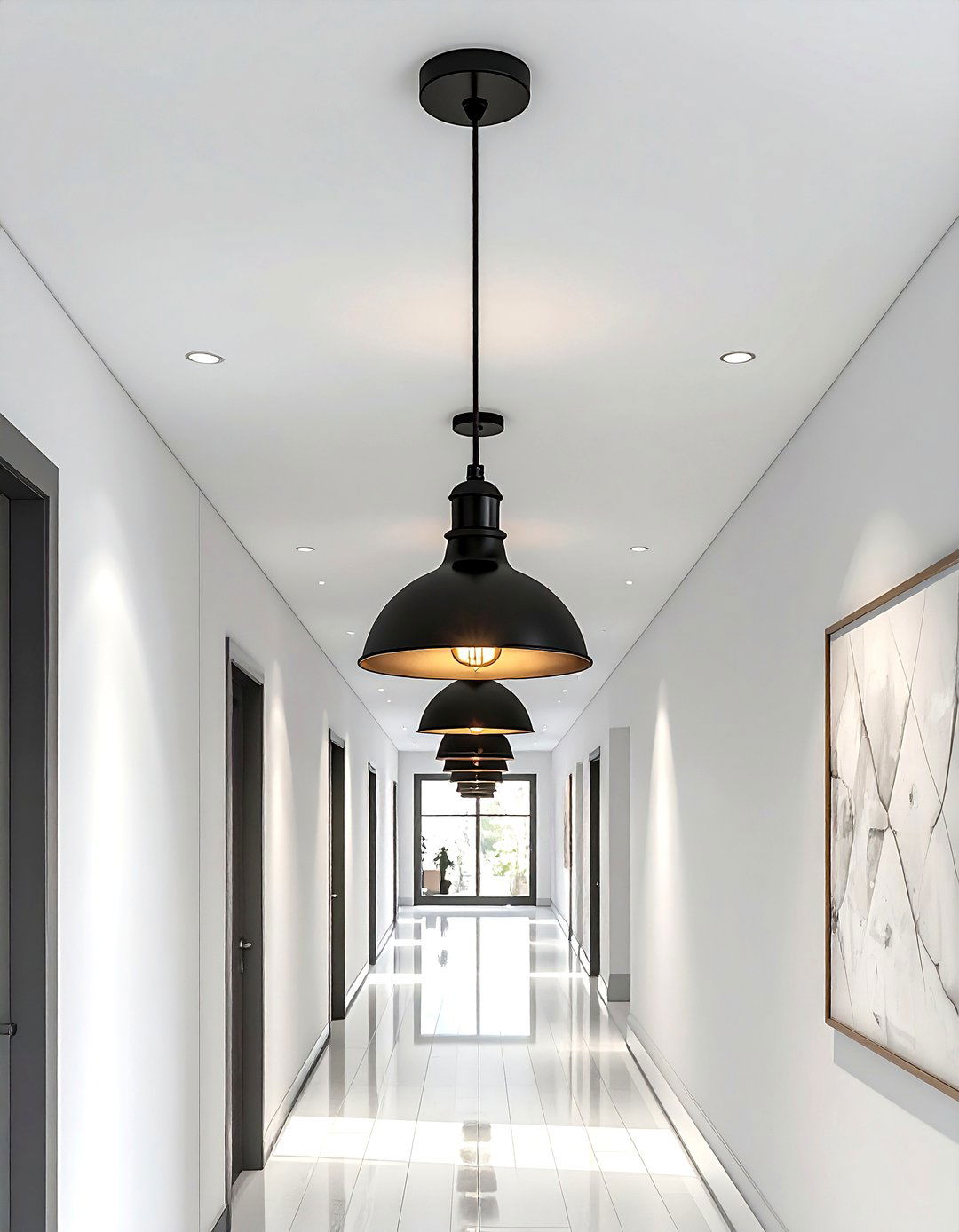 Modern ceiling light - 30 hallway decor ideas