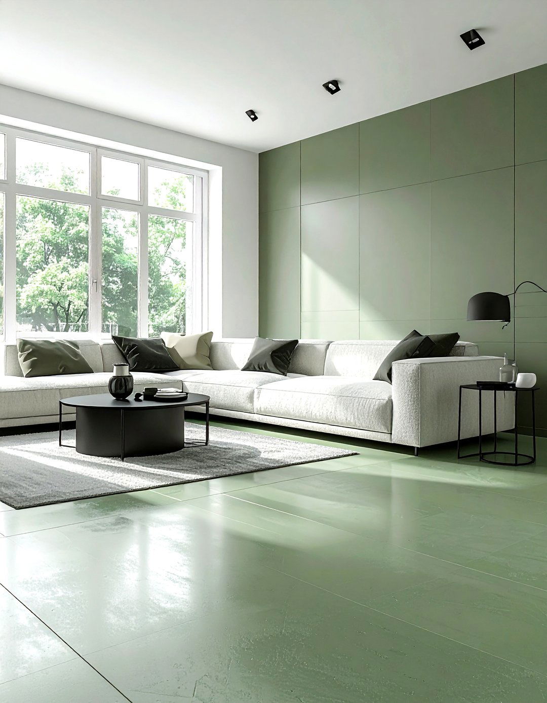 Modern cement floor tile - 30 living room tile ideas
