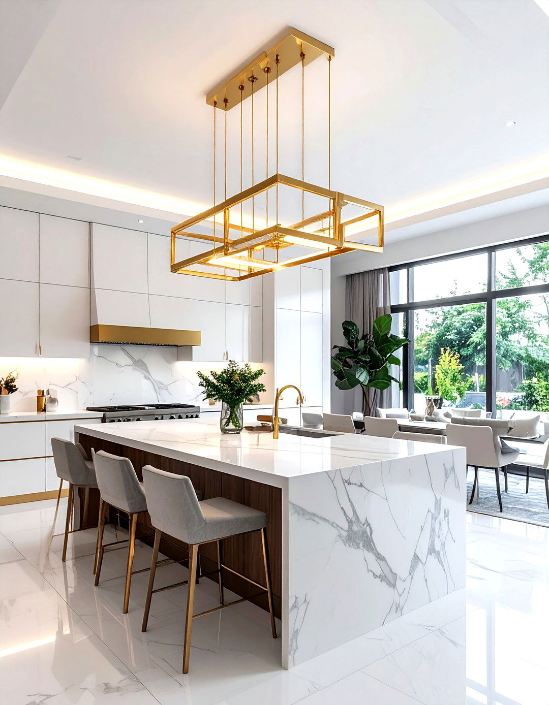 Modern chandelier LED lighting - 30 kitchen LED lighting ideas