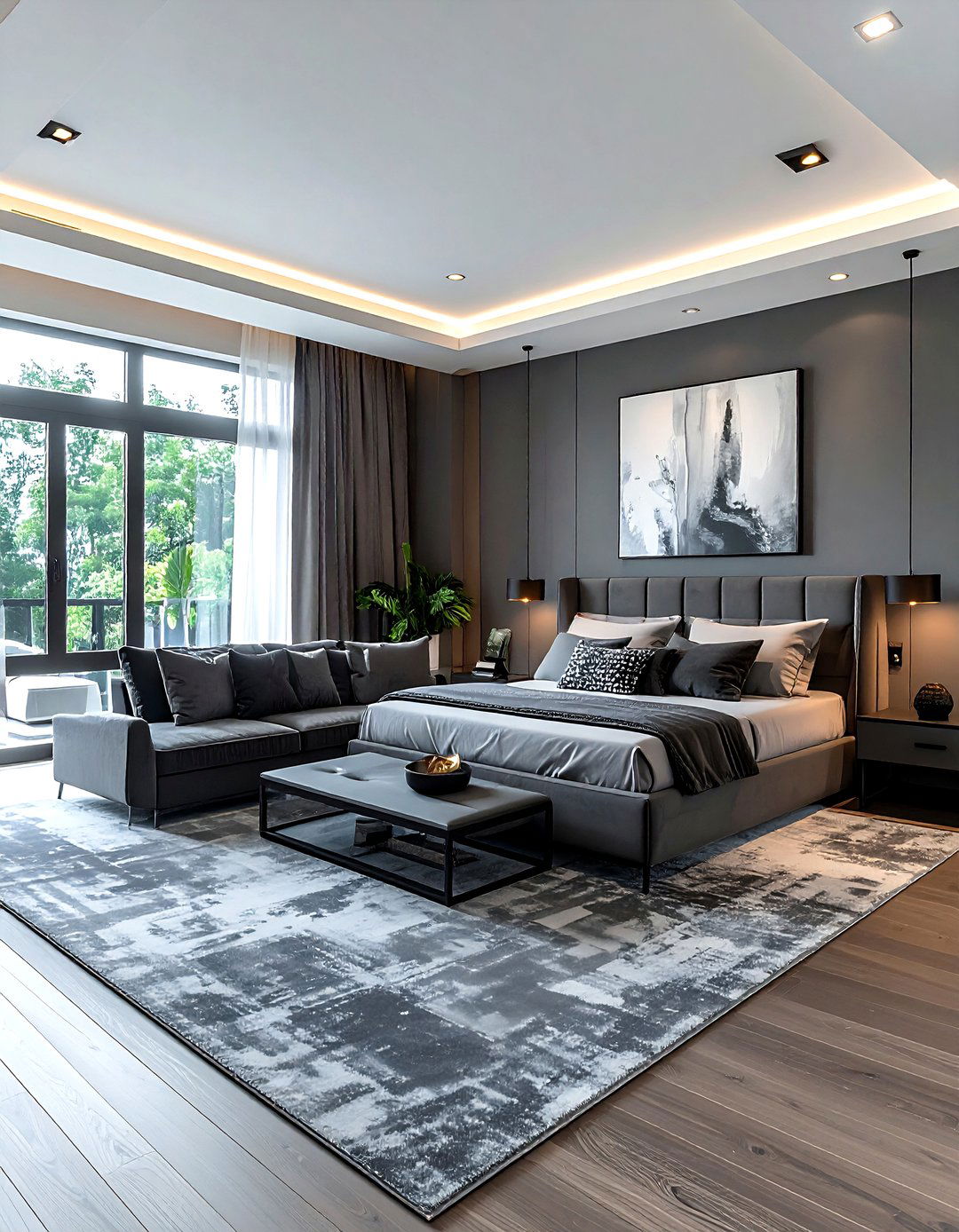 Modern charcoal master suite - 30 dark charcoal bedroom ideas