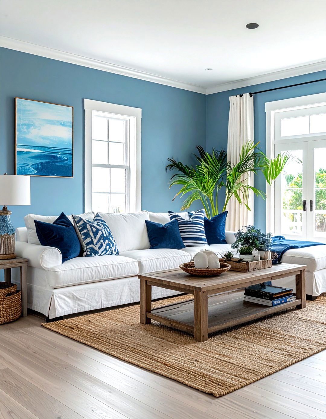 Modern coastal living room - 30 modern blue living room ideas