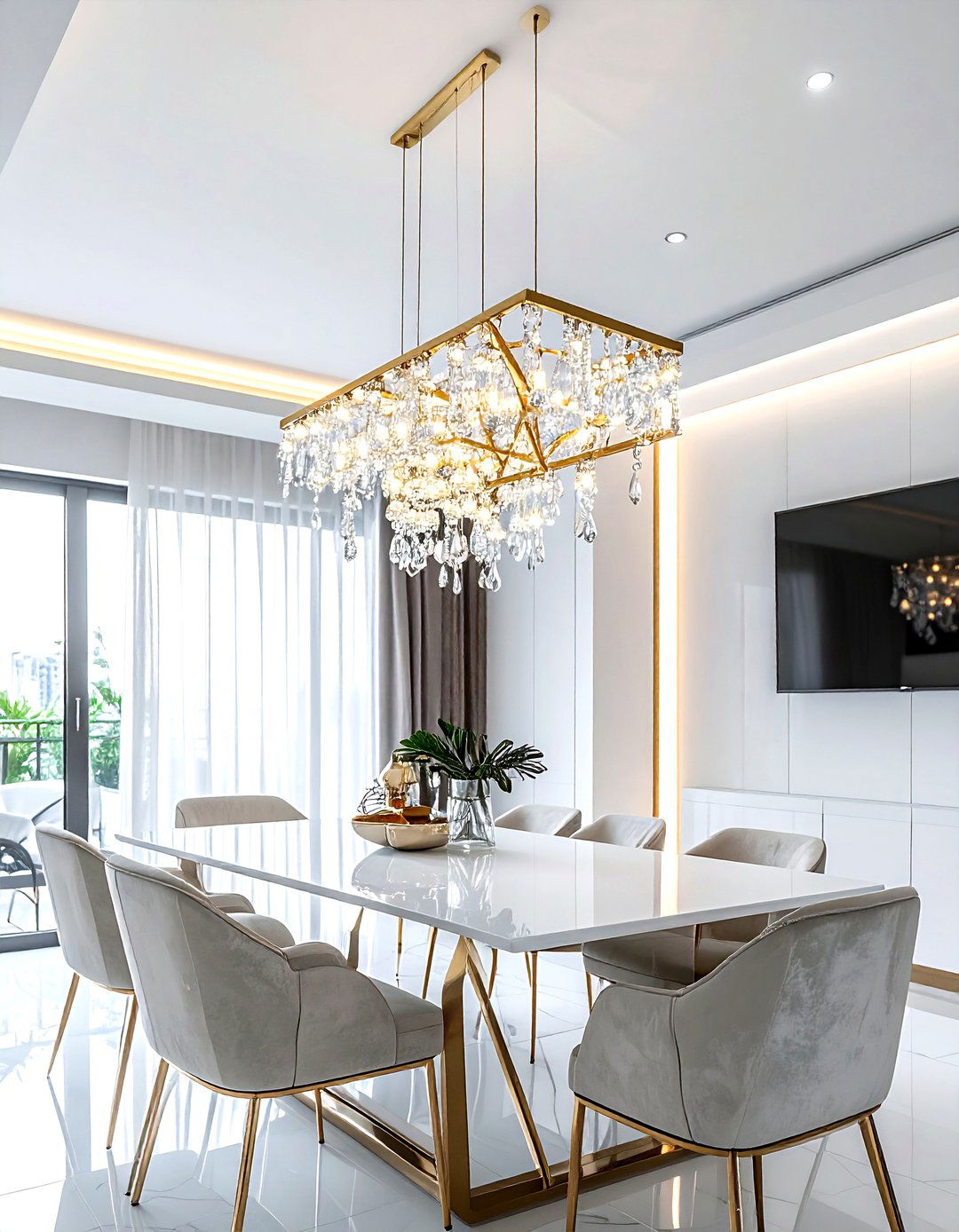 Modern crystal chandelier - 30 Park Avenue dining room ideas