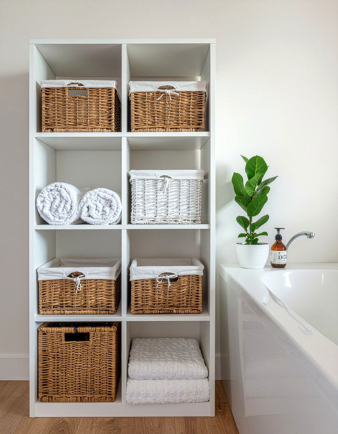 Modern cubby wall unit - 30 bathroom shelving unit ideas