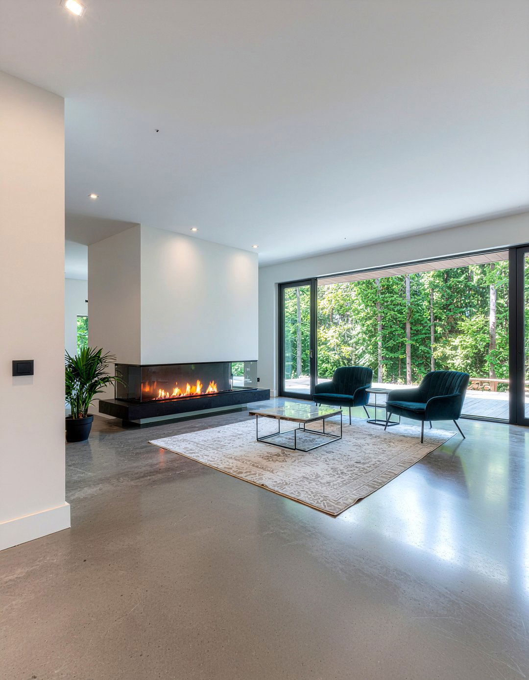 Modern double sided fireplace - 30 living room double sided fireplace ideas