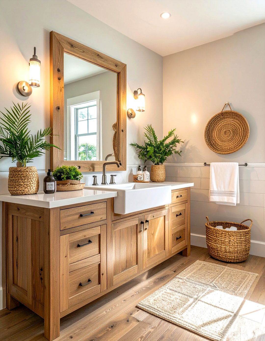 Modern farmhouse bathroom - 30 brushed nickel bathroom ideas
