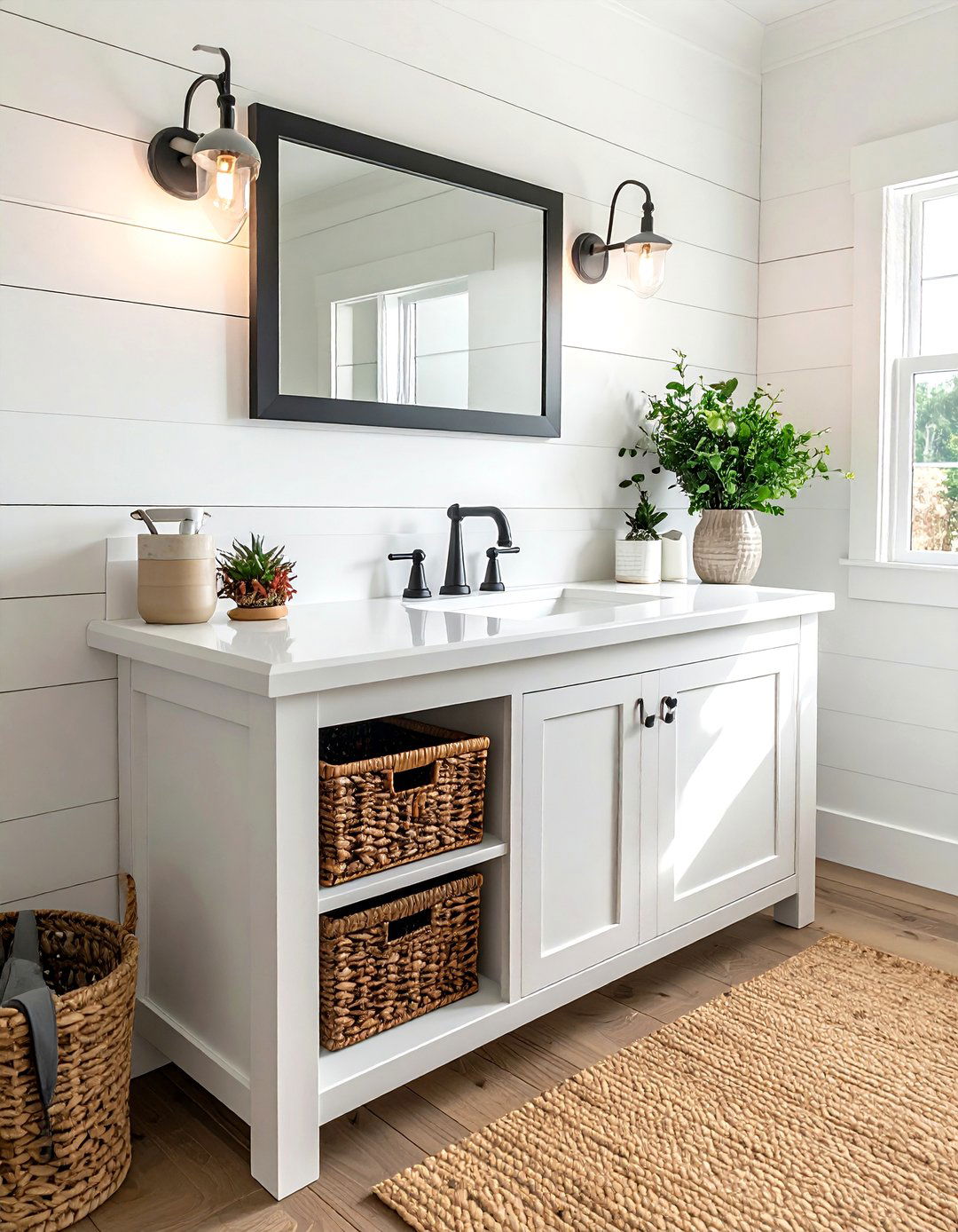 Modern farmhouse bathroom vanity - 30 DIY bathroom vanity ideas