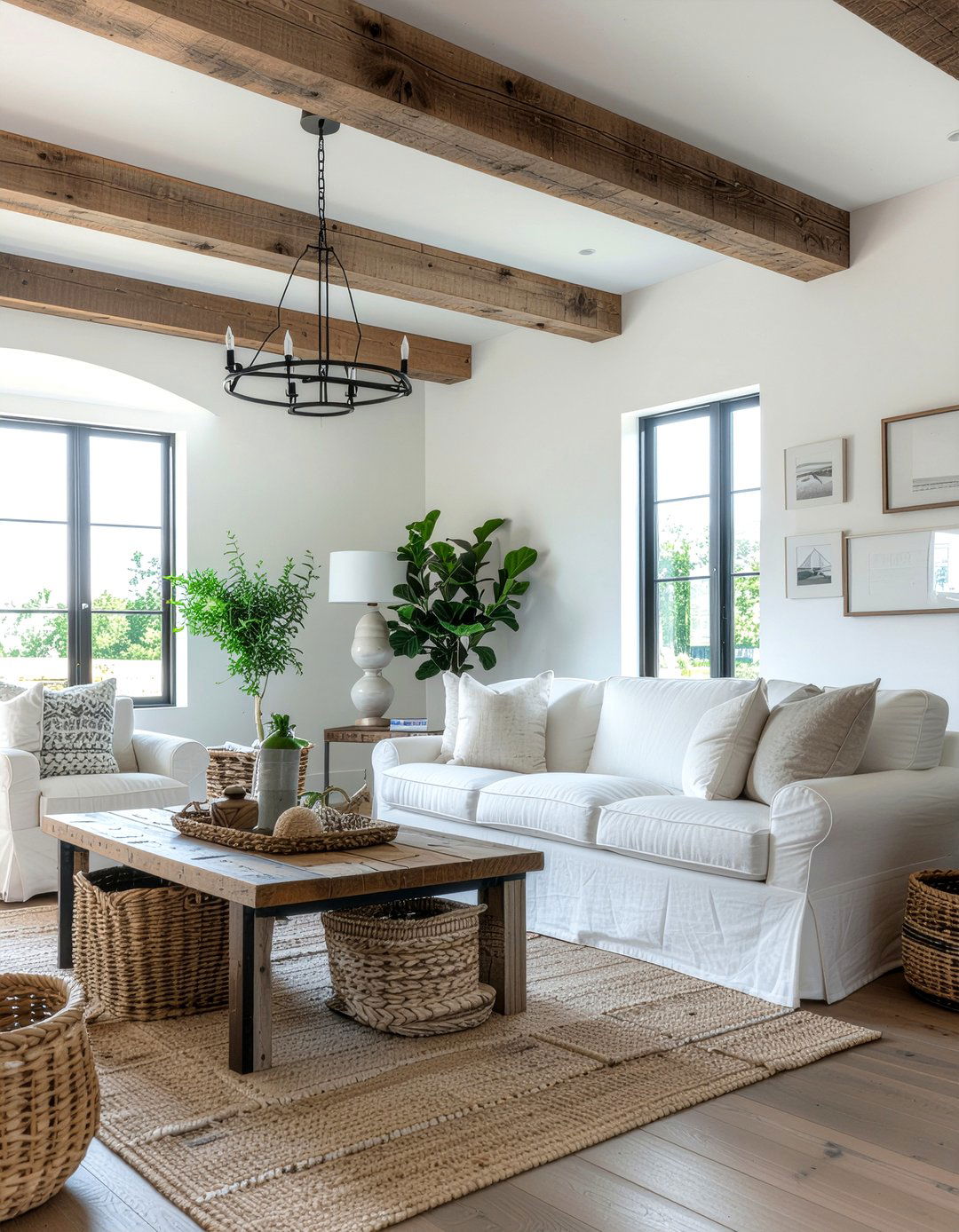 Modern farmhouse greige living room - 30 greige living room ideas