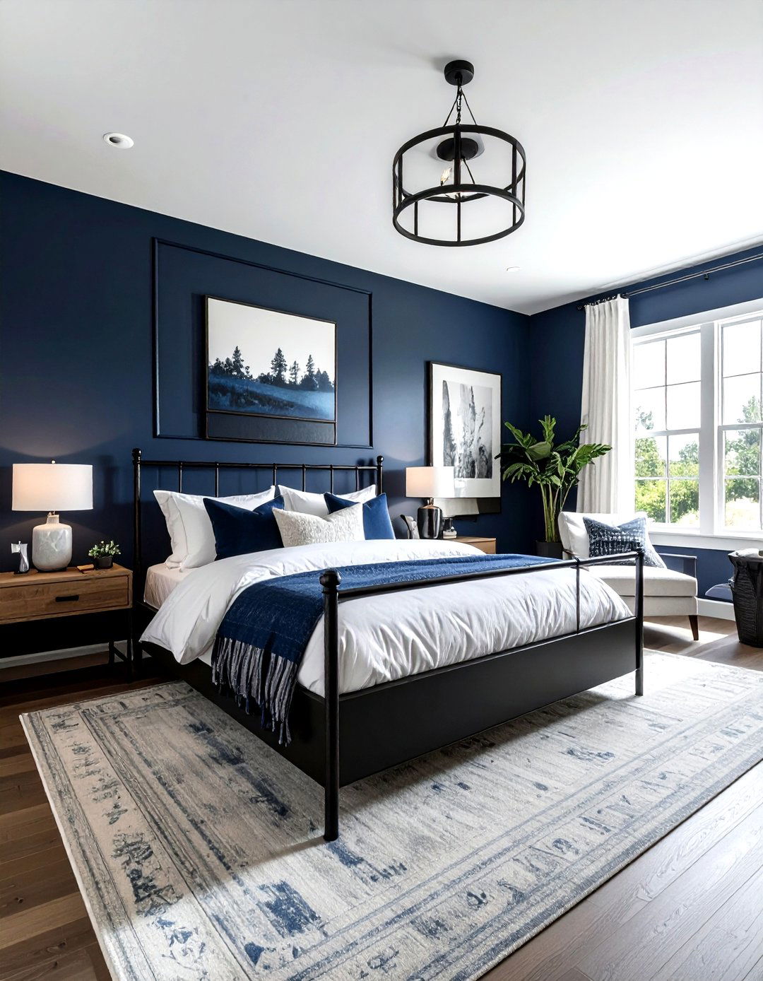 Modern farmhouse navy bedroom - 30 farmhouse blue bedroom ideas