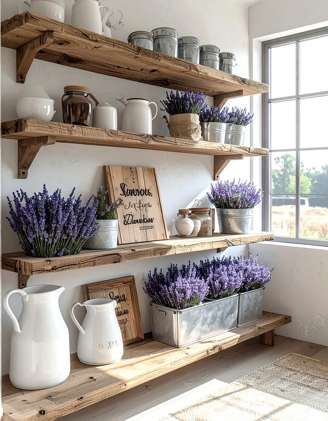 Modern farmhouse shelf display - 30 shelf vignette ideas