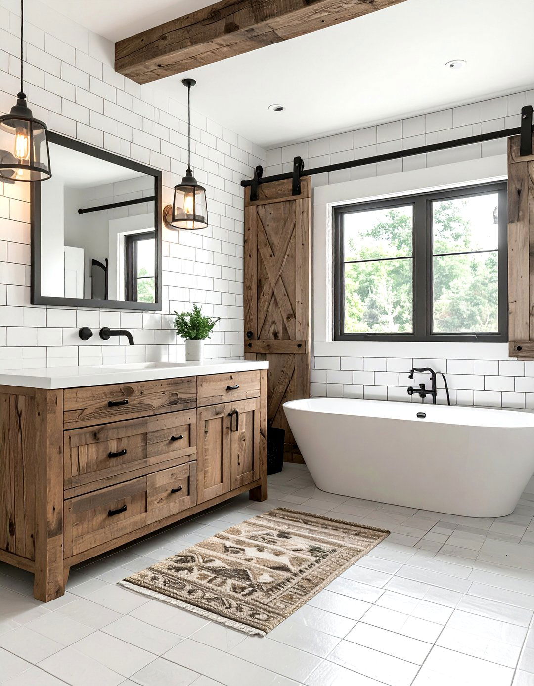 Modern farmhouse subway tile bathroom - 30 subway tile bathroom ideas