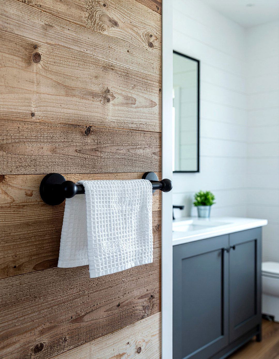 Modern farmhouse towel bar - 30 bathroom towel bar ideas