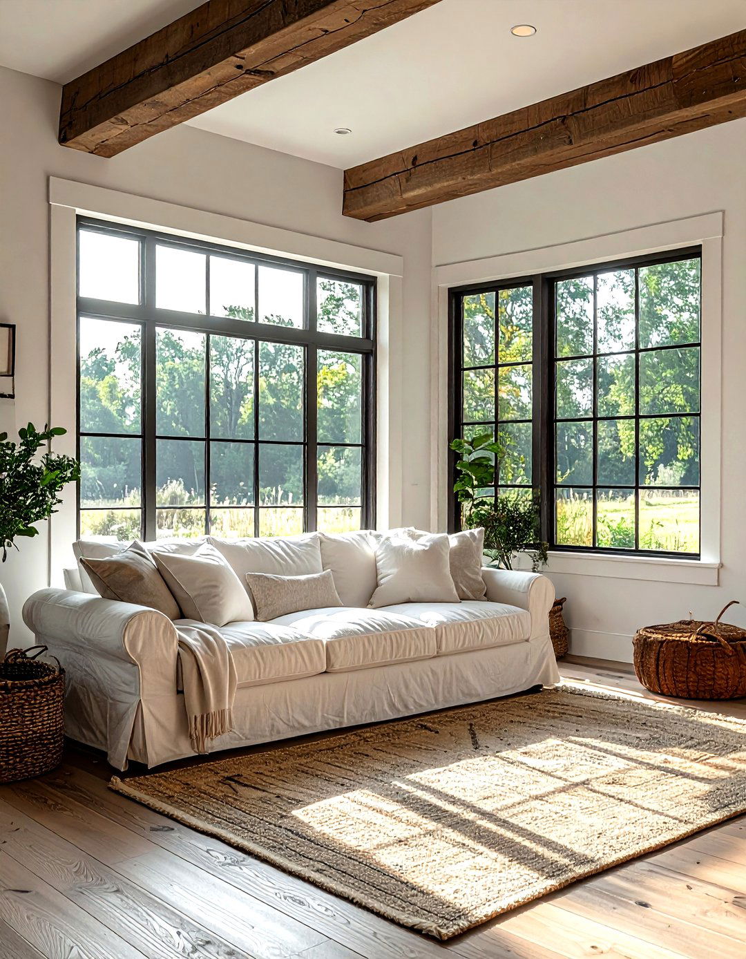 Modern farmhouse window - 30 living room window design ideas