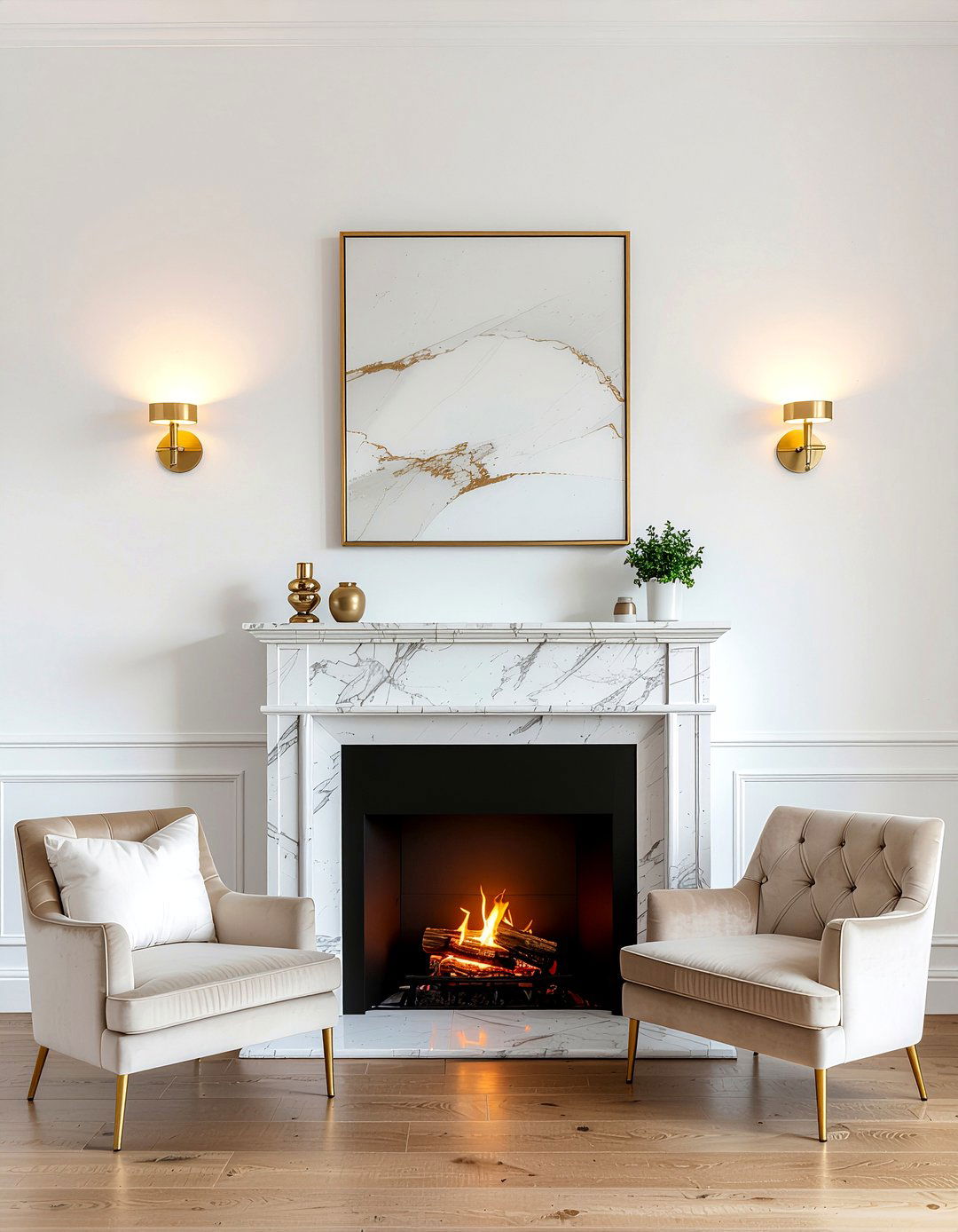 Modern fireplace sconce - 30 fireplace decor ideas