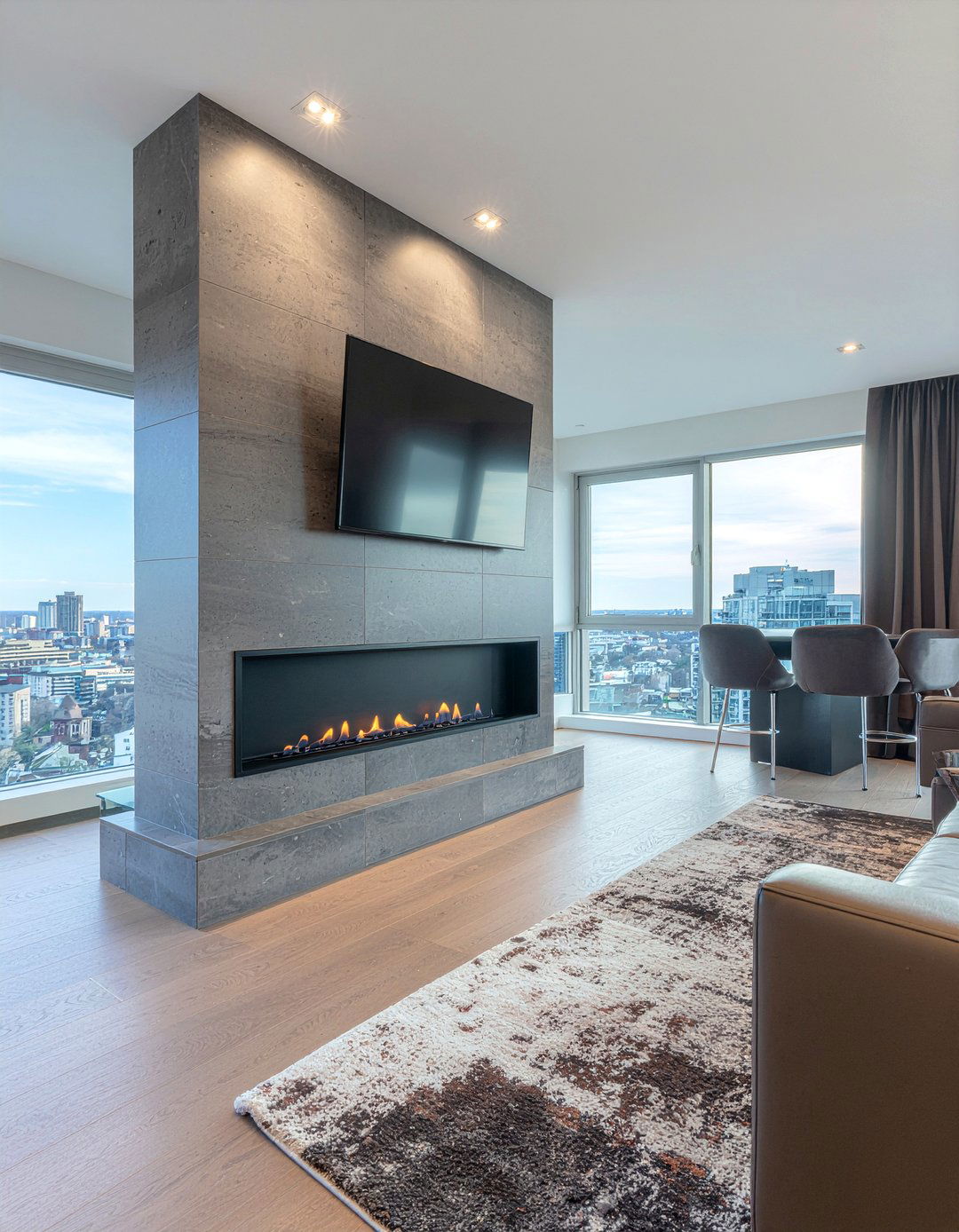 Modern fireplace wall - 30 new construction living room ideas