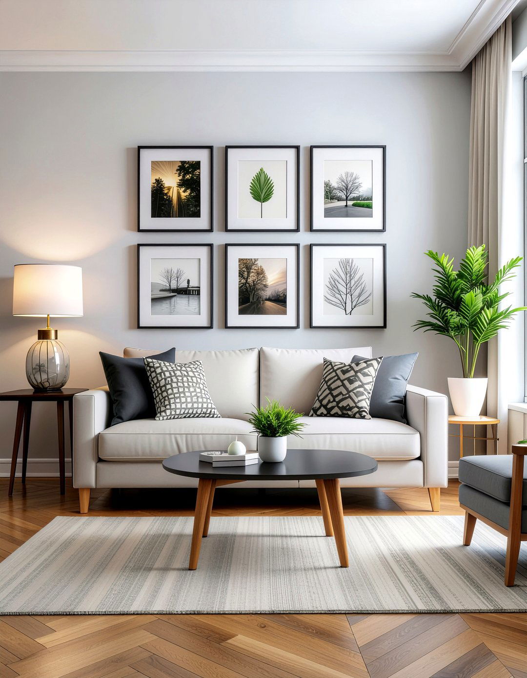 Modern gallery wall living room - 30 contemporary living room ideas