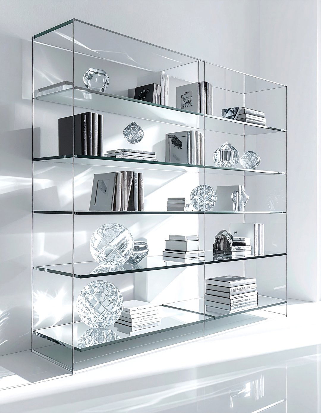 Modern glass bookshelf - 30 bookshelf styling ideas