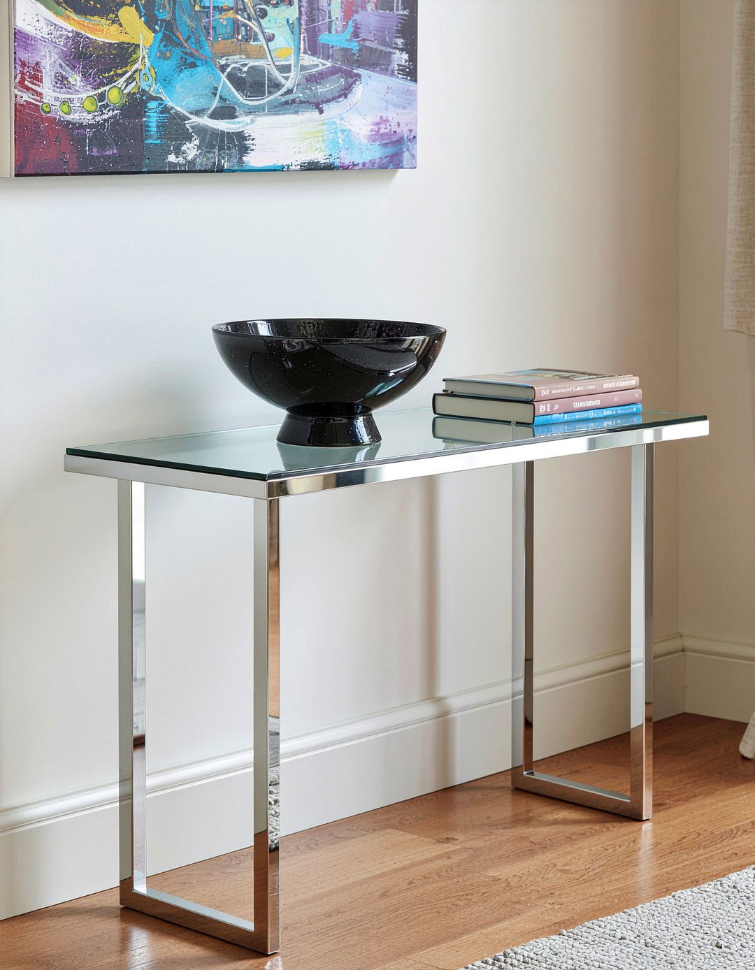 Modern glass console - 30 living room entry table ideas