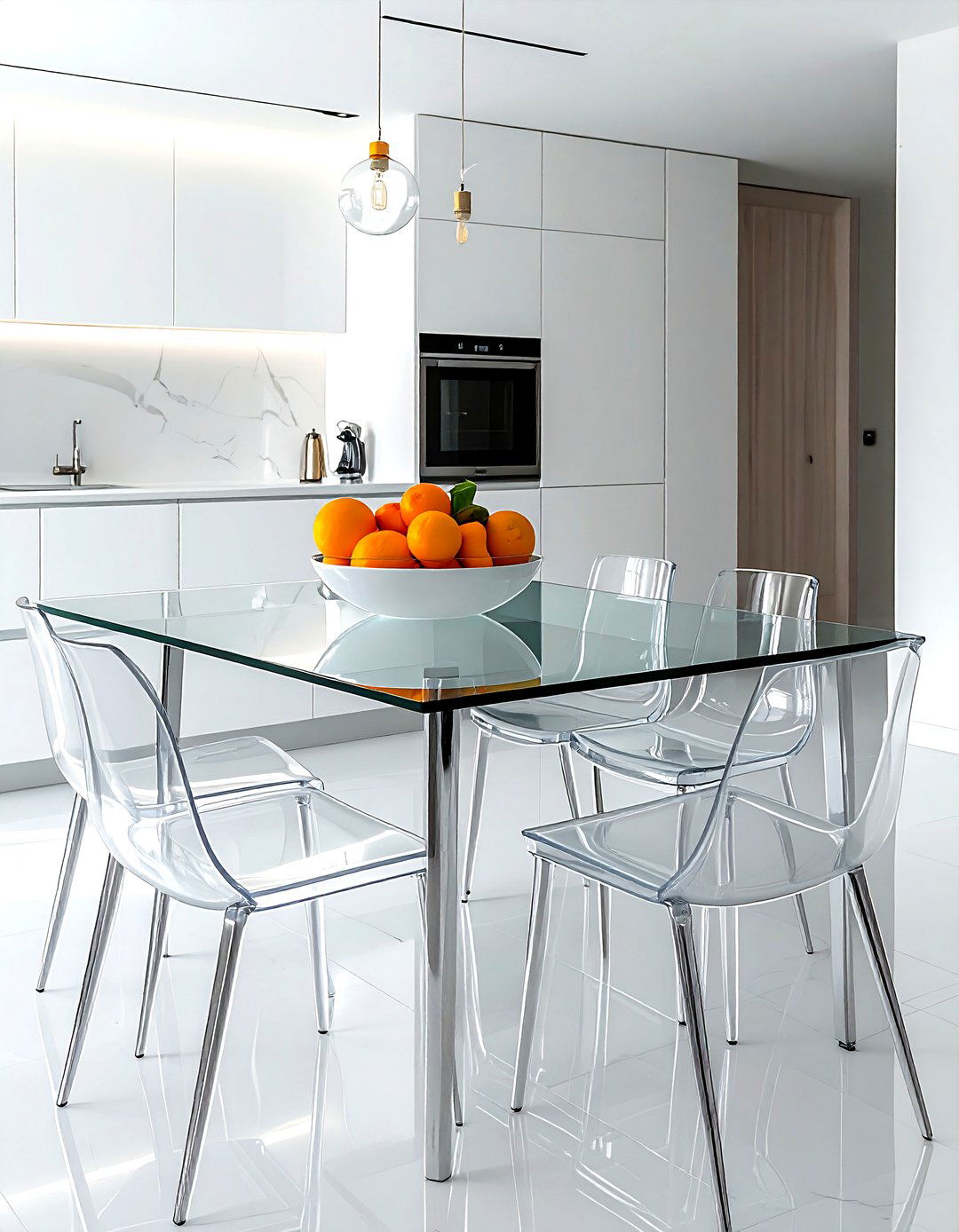 Modern glass dining table - 30 kitchen dining table ideas