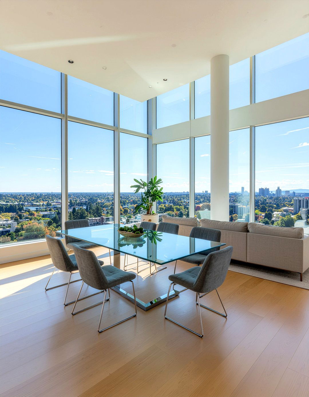 Modern glass dining table - 30 penthouse dining room ideas