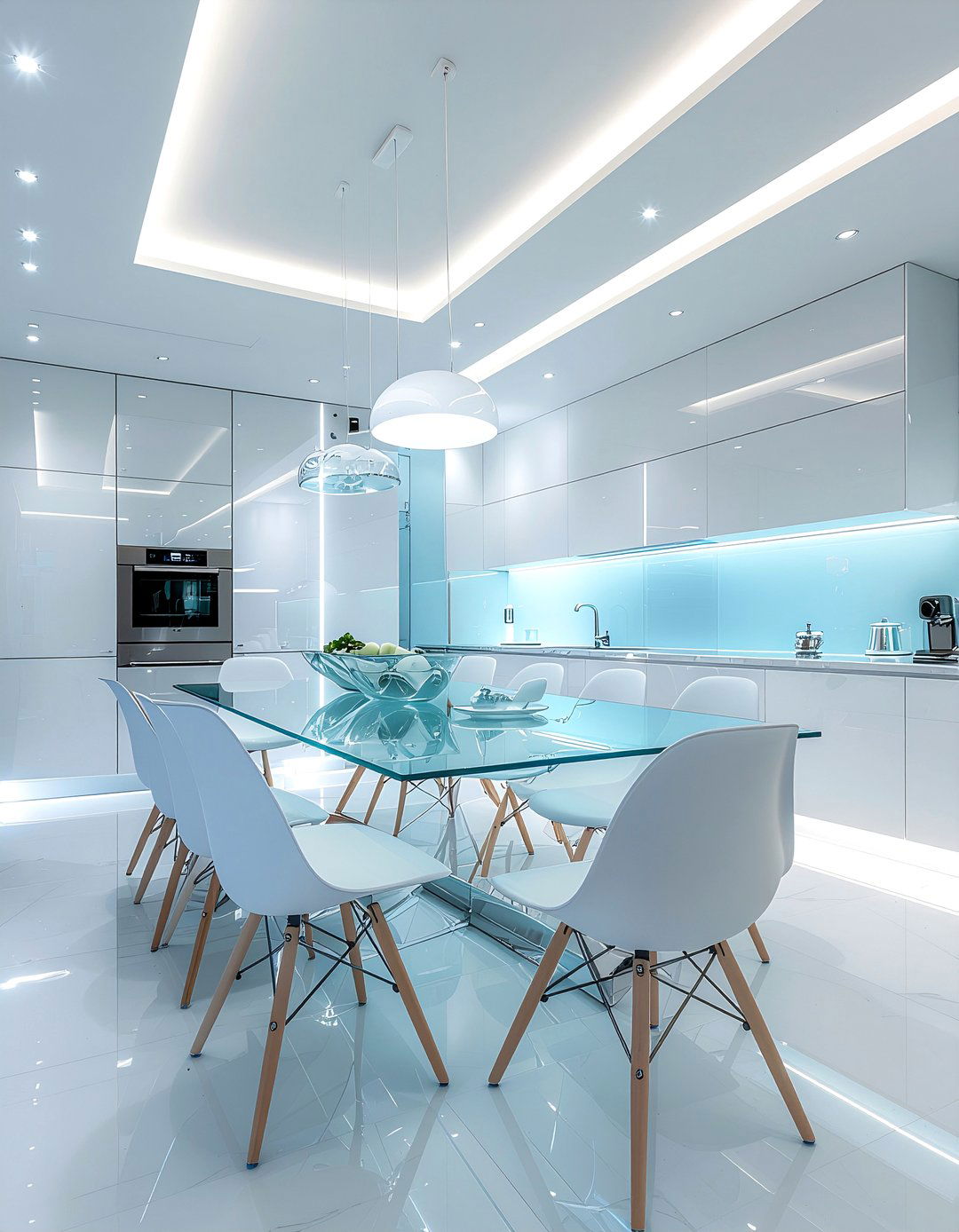 Modern glass tile - 30 dining room tile floor ideas