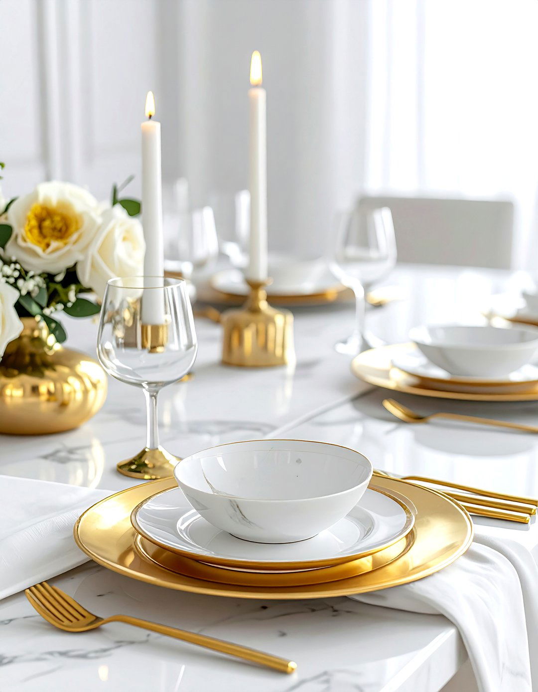 Modern gold and marble dining - 30 Passover dining room ideas