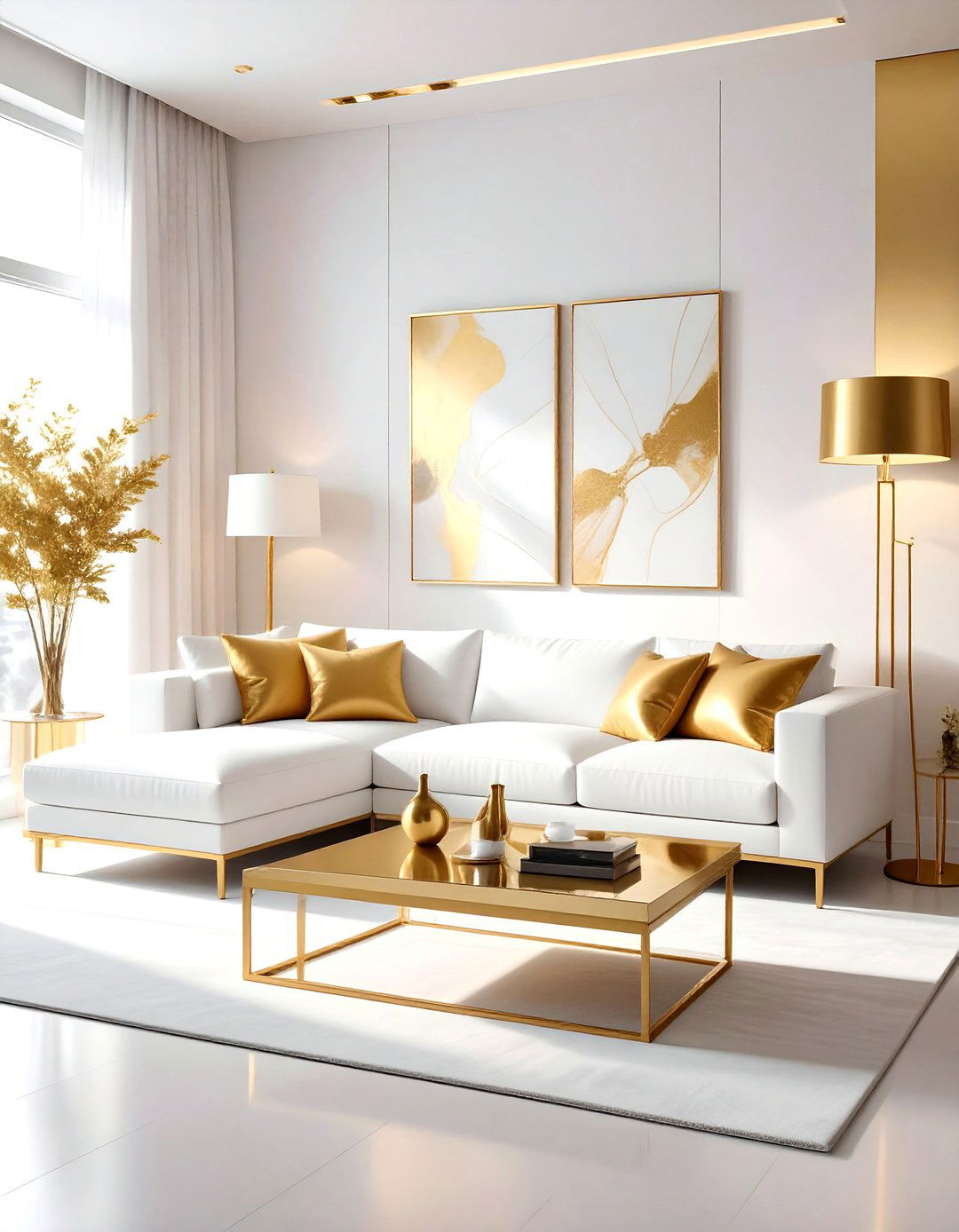 Modern gold and white living room - 30 gold and white living room ideas
