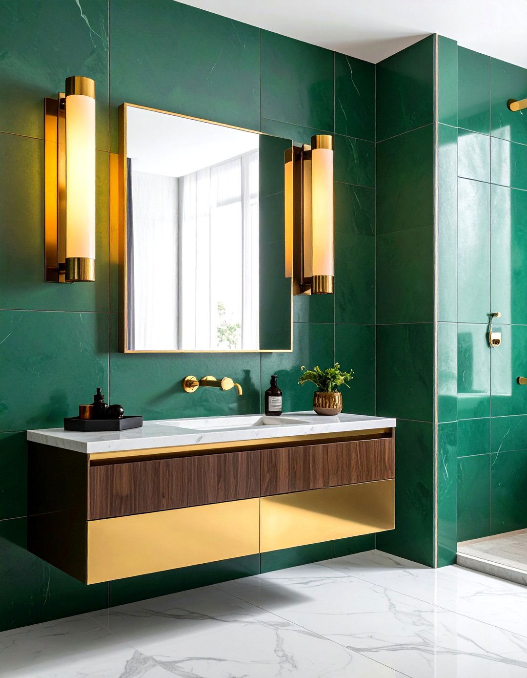 Modern gold bathroom sconce - 30 bathroom sconce ideas