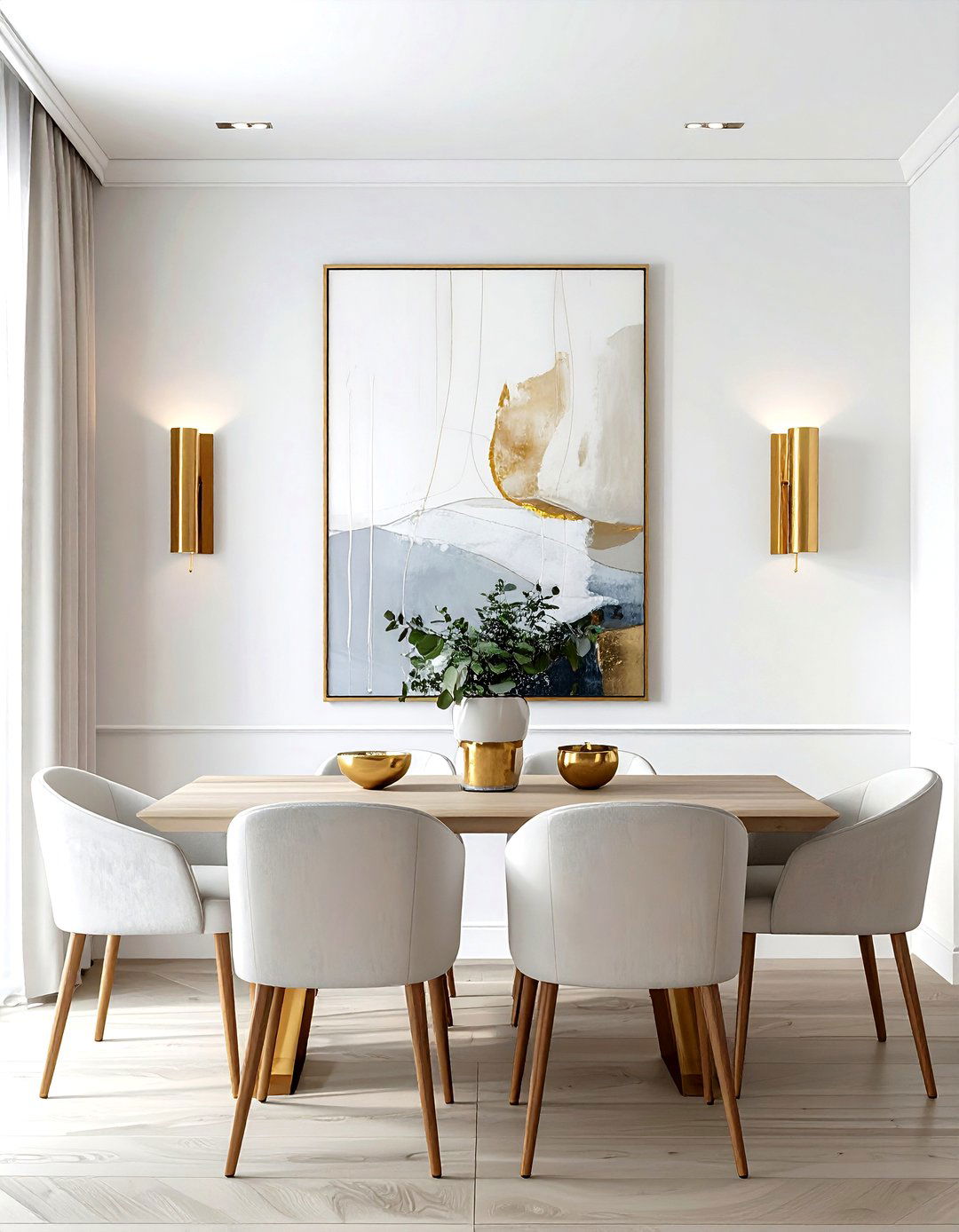 Modern gold wall sconces - 30 gold dining room decor ideas
