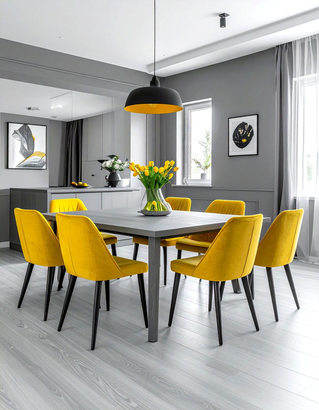 Modern gray and yellow dining room - 30 gray and yellow dining room ideas