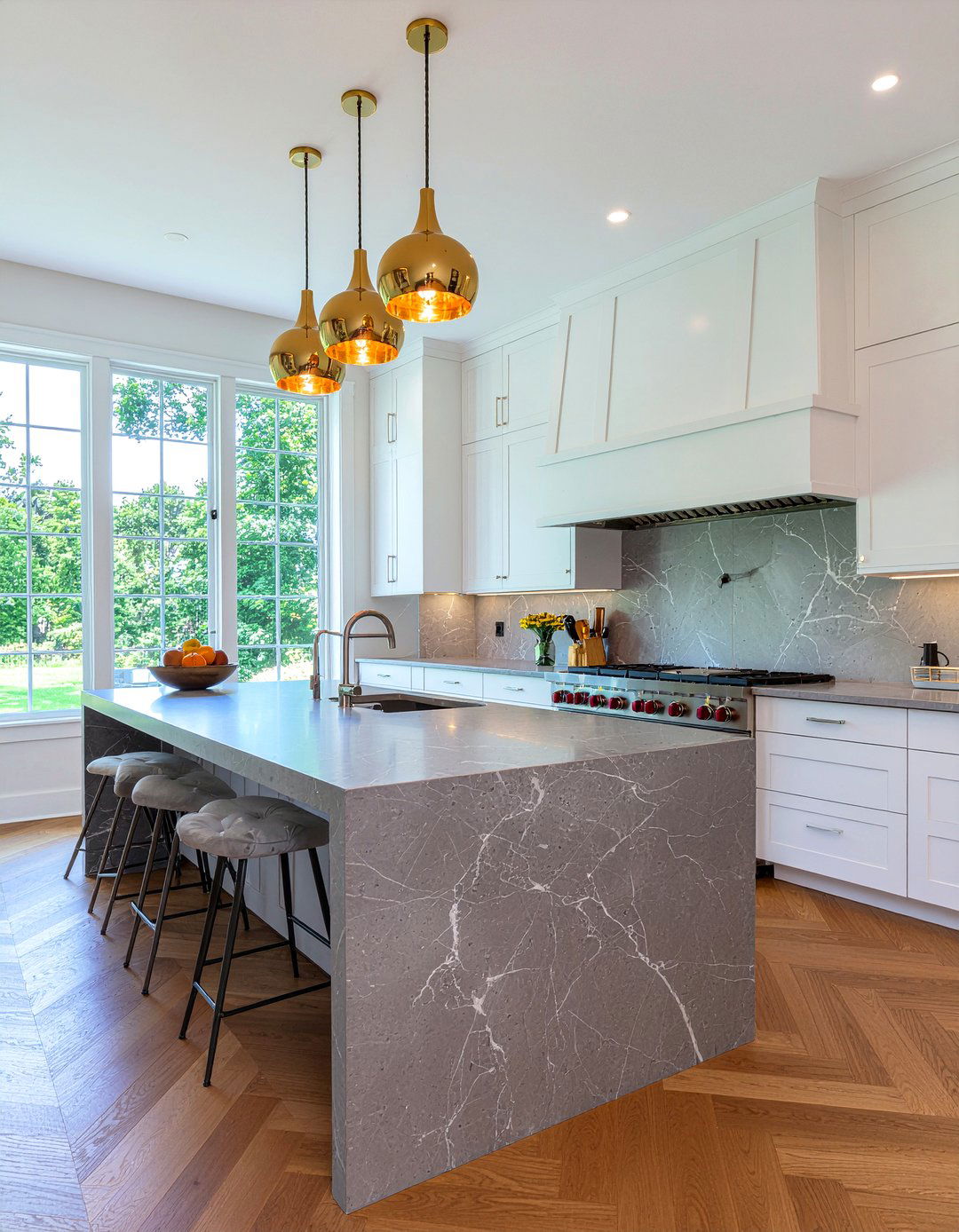 Modern gray kitchen island - 30 gray countertop kitchen ideas