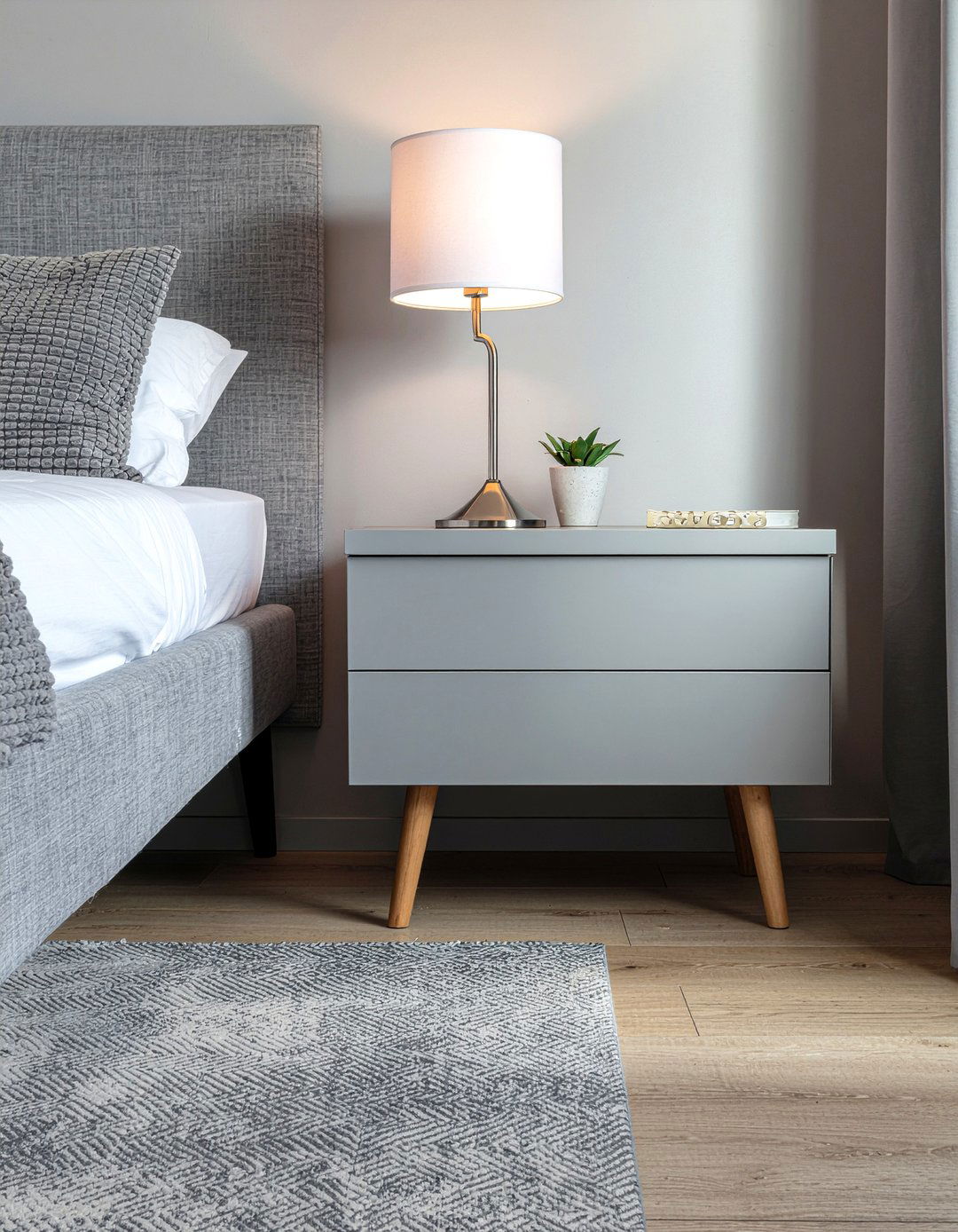 Modern gray narrow nightstand - 30 bedroom narrow nightstands