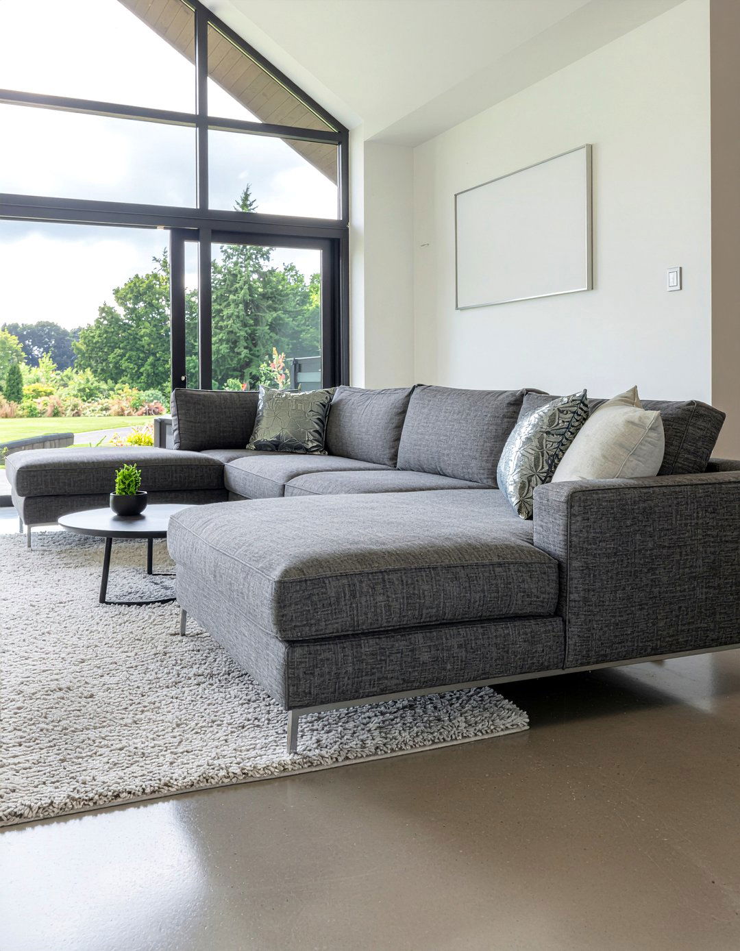 Modern gray u shaped sectional - 30 U-shaped sofa living room ideas