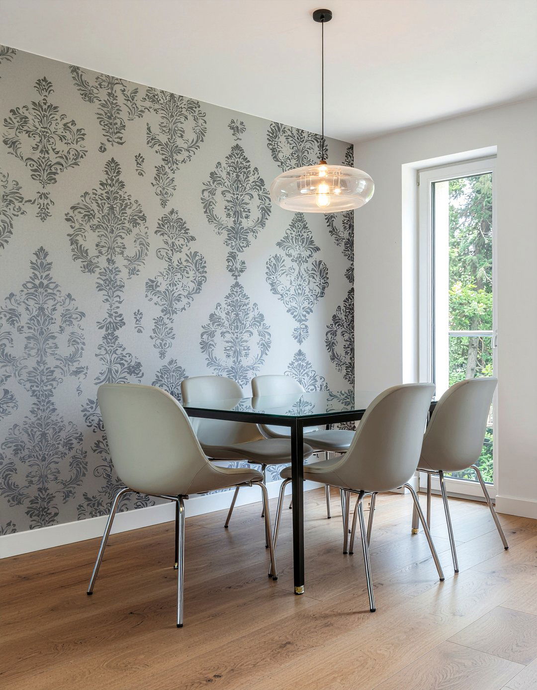 Modern grey damask wallpaper - 30 damask wallpaper dining room ideas