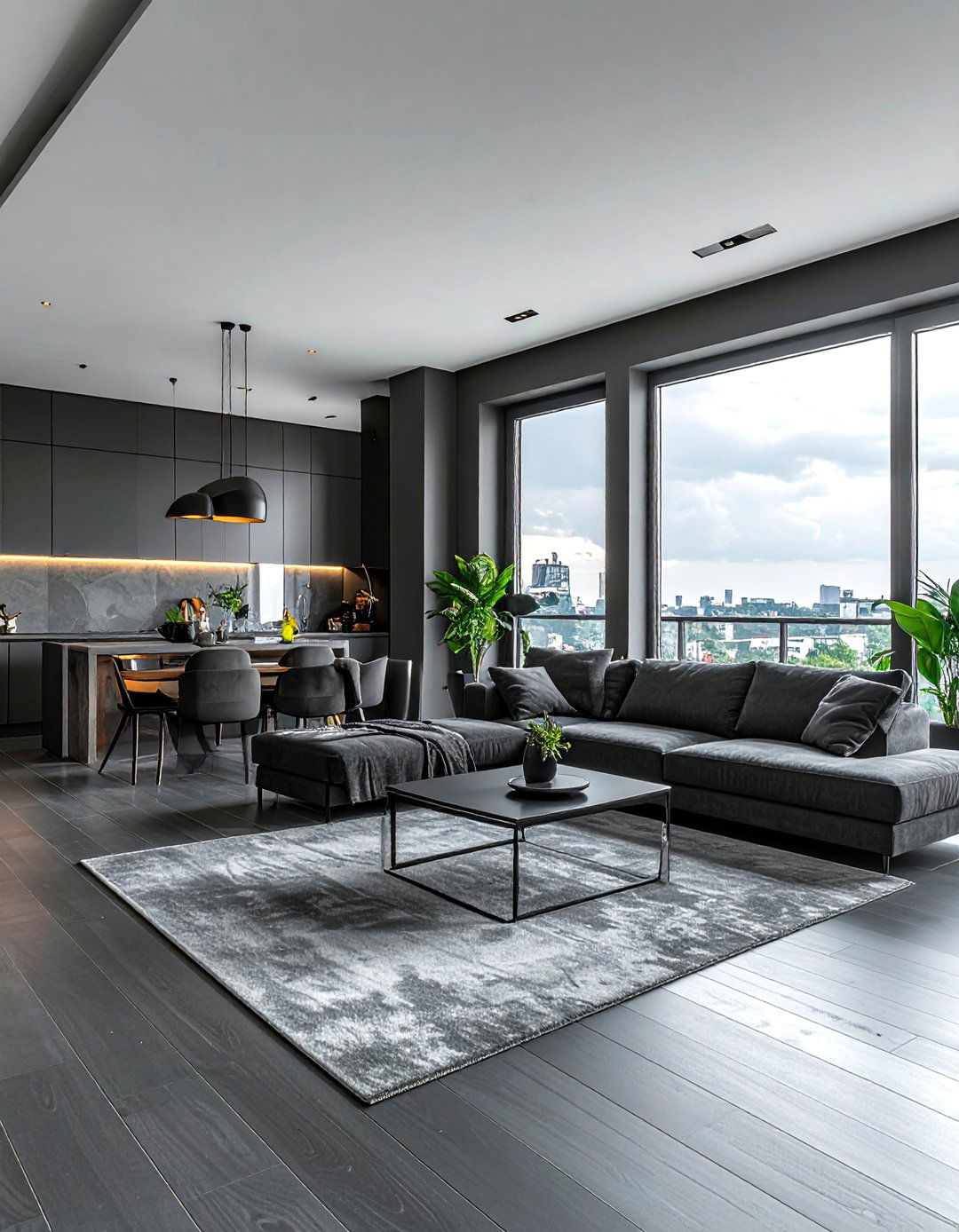 Modern grey open plan living room - 30 contemporary grey living room ideas