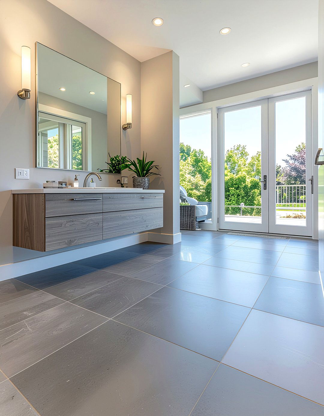 Modern grey tile heated floor - 30 bathroom heated floor ideas