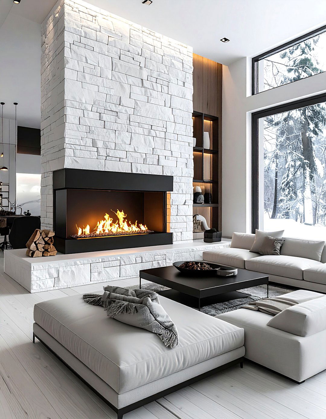 Modern indoor fireplace - 30 luxurious decor ideas