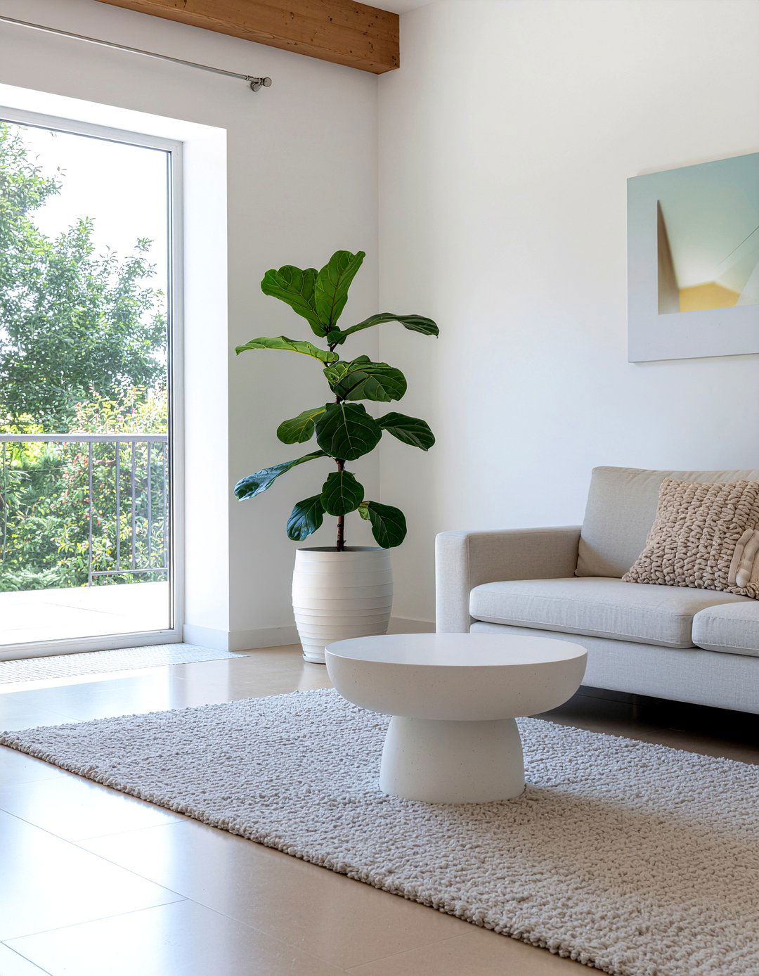 Modern indoor plant placement - 30 Scandinavian minimalist living room ideas