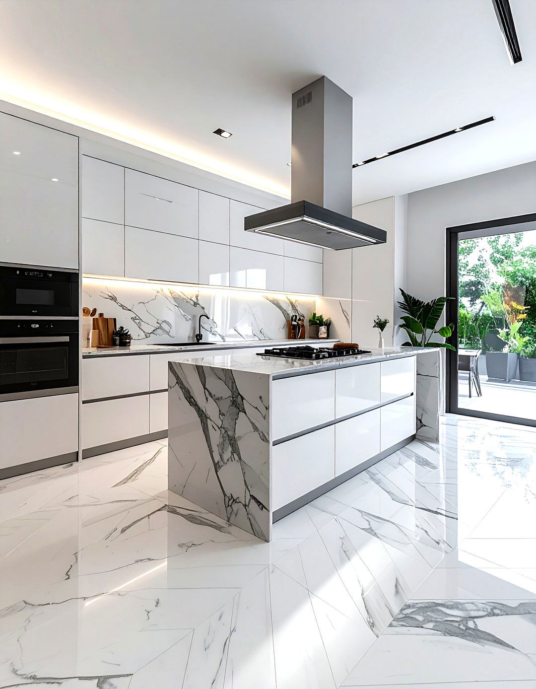 Modern kitchen marble herringbone tile - 30 herringbone floor kitchen ideas