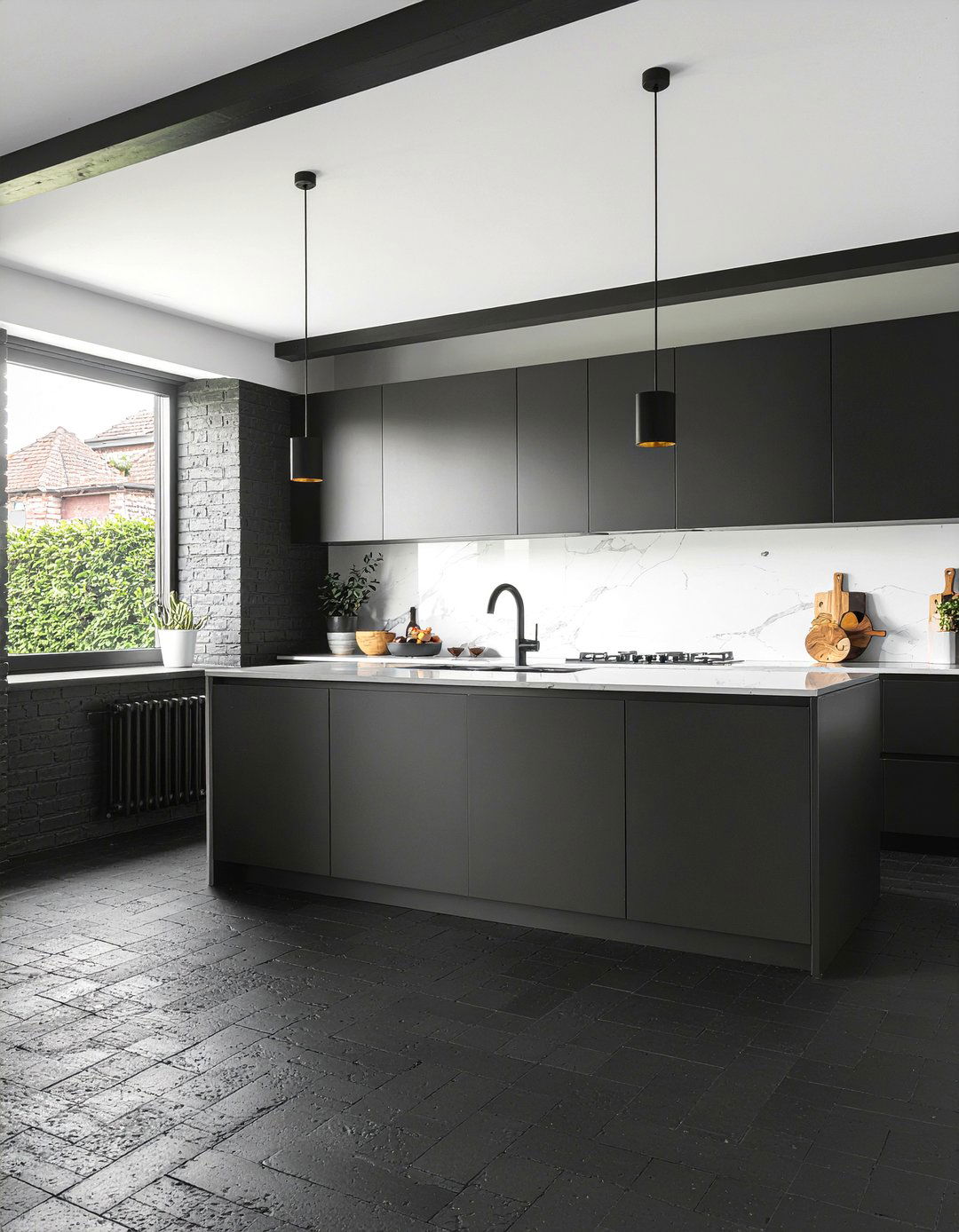 Modern kitchen with brick floor - 30 brick floor kitchen ideas