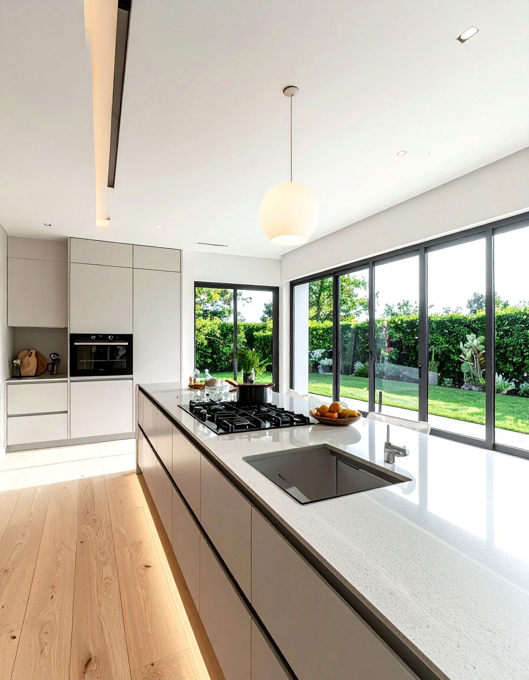 Modern kitchen with unobstructed views - 30 downdraft cooktop kitchen ideas