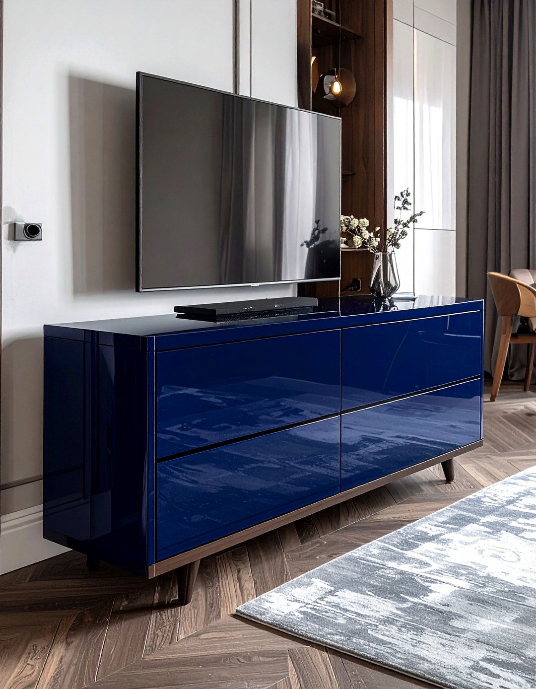 Modern lacquer media stand - 30 living room media cabinet ideas