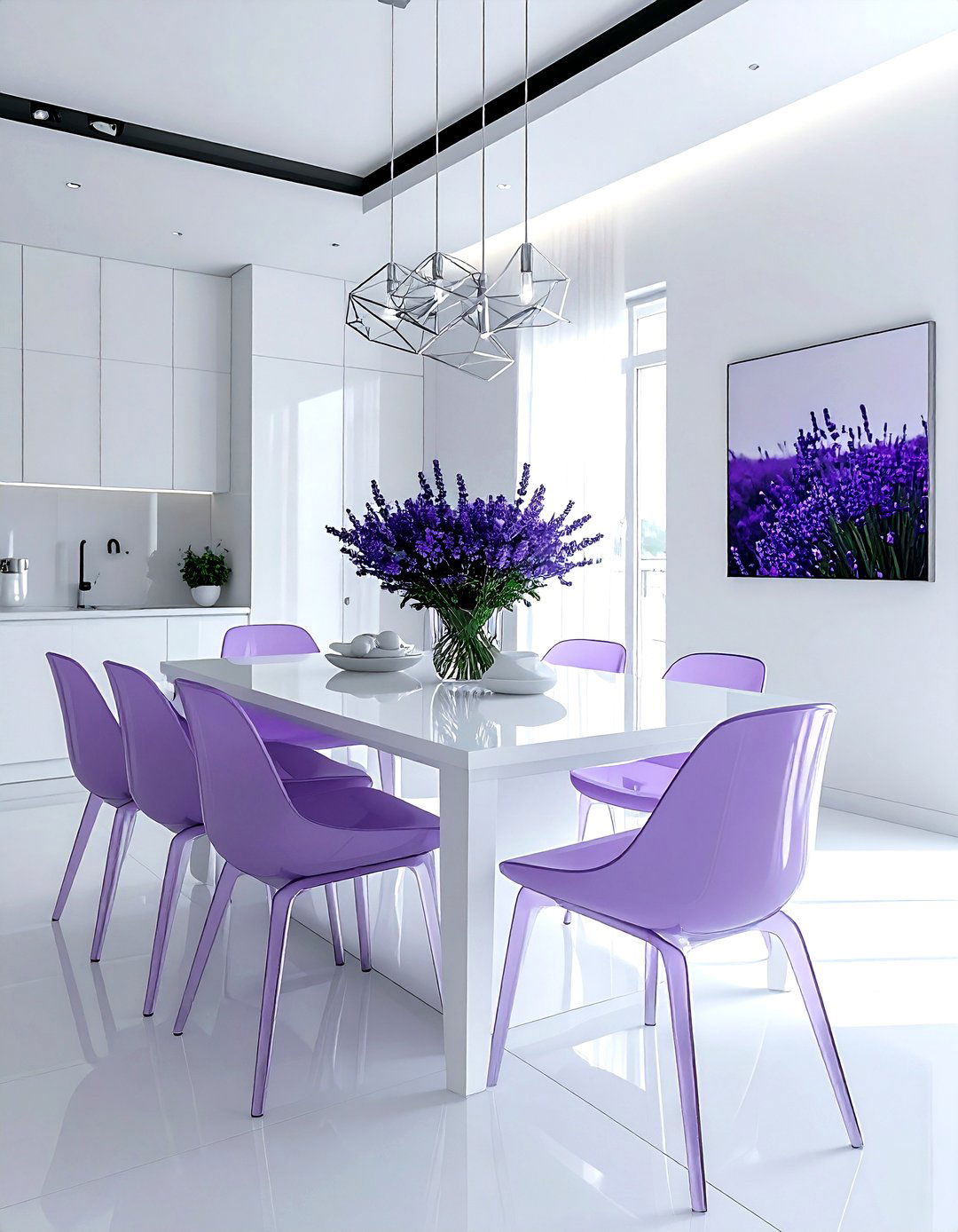 Modern lavender dining room - 30 lavender and white dining room ideas