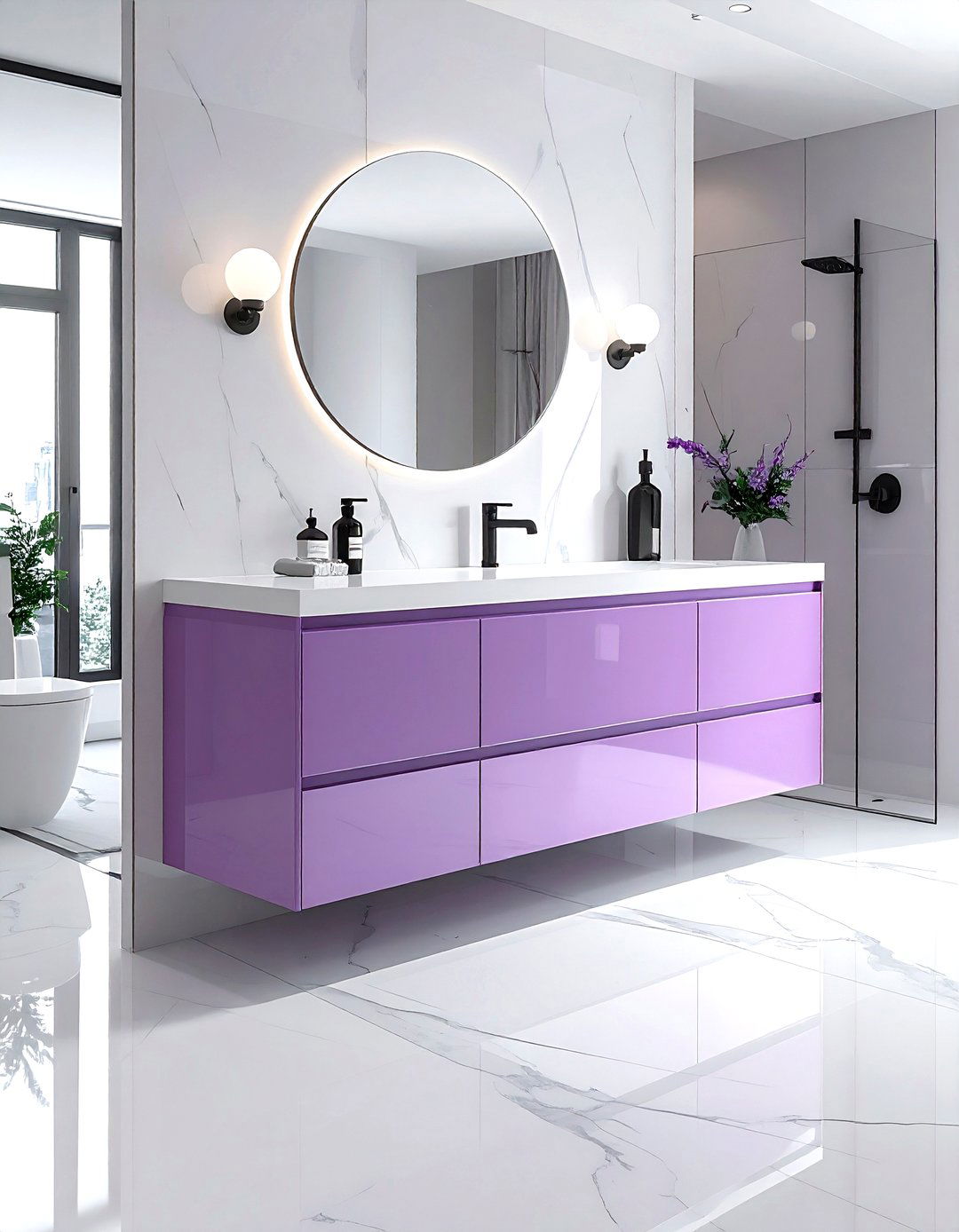 Modern lavender vanity - 30 lavender and white bathroom ideas