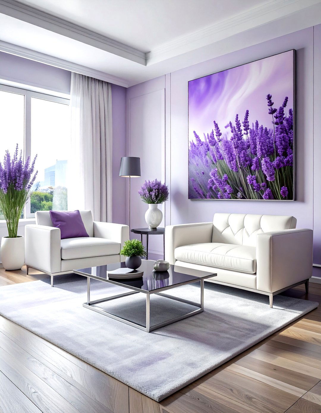 Modern lavender white living room - 30 lavender and white living room ideas