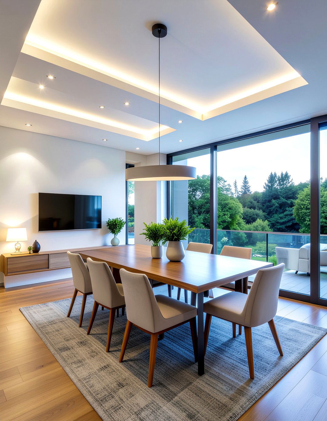 Modern led ceiling cornice - 30 dining room cornice ideas