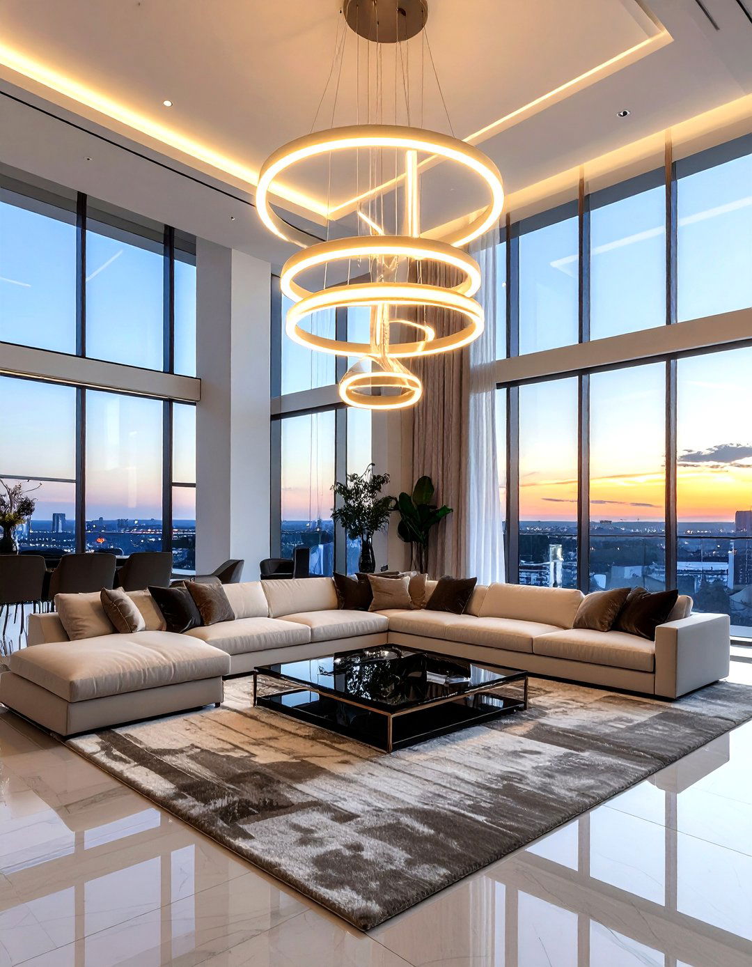 Modern led chandelier - 30 living room LED lighting ideas