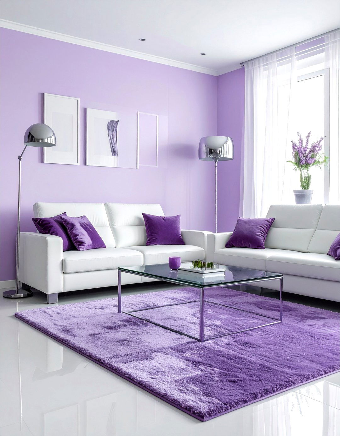 Modern lilac living room - 30 purple living room ideas